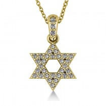 Diamond Jewish Star of David Pendant Necklace 14k Yellow Gold (0.33ct)