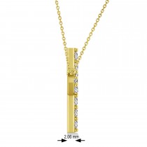 Lab Grown Diamond Sideways Curved Cross Pendant Necklace 14k Yellow Gold 2.00ct