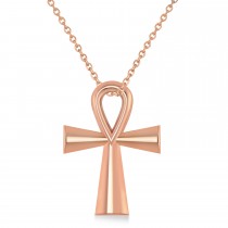 Ankh Egyptian Cross Pendant Necklace 14k Rose Gold