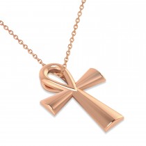 Ankh Egyptian Cross Pendant Necklace 14k Rose Gold