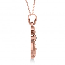 Diamond Gothic Cross Pendant Necklace 14k Rose Gold (0.03ct)