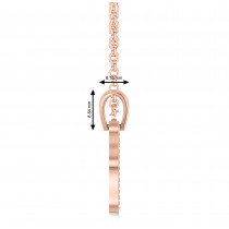 Jewish Brick Chai Pendant Necklace 14K Rose Gold