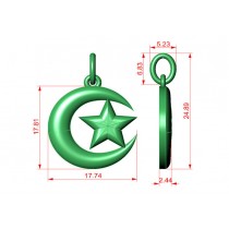 Crescent Moon & Star Pendant Necklace 14k Rose Gold