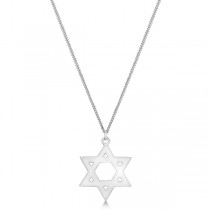 Textured Star of David Pendant Necklace in Hammered Sterling Silver