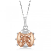 Diamond Ladybug Pendant Necklace 14k Two-Tone Gold (0.01ct)