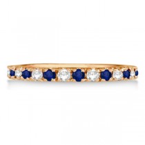 Lab Grown Diamond & Lab Blue Sapphire Ring Guard Stackable Band 14k Rose Gold (0.32ct)