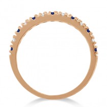 Lab Grown Diamond & Lab Blue Sapphire Ring Guard Stackable Band 14k Rose Gold (0.32ct)