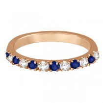 Lab Grown Diamond & Lab Blue Sapphire Ring Guard Stackable Band 14k Rose Gold (0.32ct)