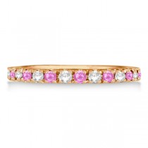 Lab Grown Diamond and Lab Pink Sapphire Ring Guard Stackable 14k Rose Gold (0.32ct)