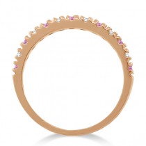 Lab Grown Diamond and Lab Pink Sapphire Ring Guard Stackable 14k Rose Gold (0.32ct)