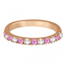 Lab Grown Diamond and Lab Pink Sapphire Ring Guard Stackable 14k Rose Gold (0.32ct)