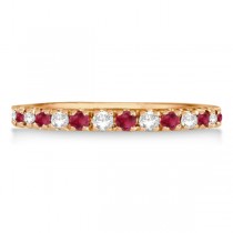 Lab Grown Diamond and Lab Ruby Band Anniversary Ring Guard 14K Rose Gold (0.37ct)