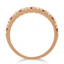 Lab Grown Diamond and Lab Ruby Band Anniversary Ring Guard 14K Rose Gold (0.37ct)