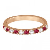 Lab Grown Diamond and Lab Ruby Band Anniversary Ring Guard 14K Rose Gold (0.37ct)