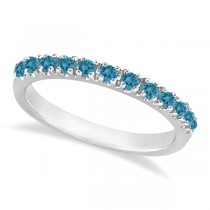 Lab Blue Lab Grown Diamond Stackable Band Ring Guard in 14k White Gold (0.25ct)