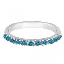 Lab Blue Lab Grown Diamond Stackable Band Ring Guard in 14k White Gold (0.25ct)