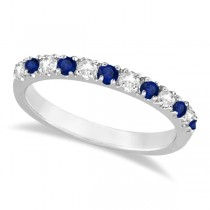 Lab Grown Diamond and Lab Blue Sapphire Ring Anniversary Band 14k White Gold (0.32ct)
