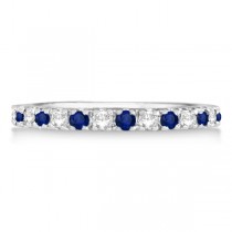 Lab Grown Diamond and Lab Blue Sapphire Ring Anniversary Band 14k White Gold (0.32ct)