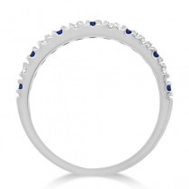 Lab Grown Diamond and Lab Blue Sapphire Ring Anniversary Band 14k White Gold (0.32ct)