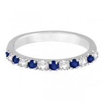Lab Grown Diamond and Lab Blue Sapphire Ring Anniversary Band 14k White Gold (0.32ct)