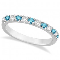 Blue & Lab White Diamond Stackable Ring Band 14k White Gold (0.25ct)