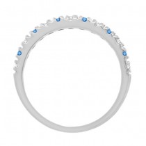 Blue & Lab White Diamond Stackable Ring Band 14k White Gold (0.25ct)