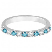 Blue & Lab White Diamond Stackable Ring Band 14k White Gold (0.25ct)