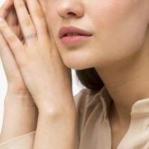 Lab Grown Diamond and Lab Pink Sapphire Ring Guard Stackable 14k White Gold (0.32ct)