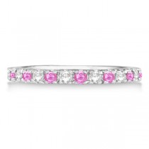 Lab Grown Diamond and Lab Pink Sapphire Ring Guard Stackable 14k White Gold (0.32ct)