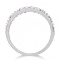Lab Grown Diamond and Lab Pink Sapphire Ring Guard Stackable 14k White Gold (0.32ct)