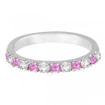 Lab Grown Diamond and Lab Pink Sapphire Ring Guard Stackable 14k White Gold (0.32ct)