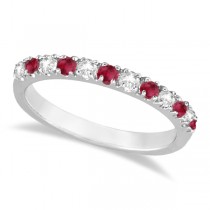 Lab Grown Diamond and Lab Ruby Ring Guard Anniversary Band 14K White Gold (0.32ct)