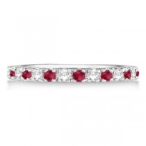 Lab Grown Diamond and Lab Ruby Ring Guard Anniversary Band 14K White Gold (0.32ct)
