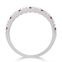 Lab Grown Diamond and Lab Ruby Ring Guard Anniversary Band 14K White Gold (0.32ct)