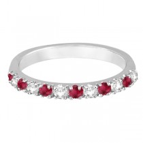 Lab Grown Diamond and Lab Ruby Ring Guard Anniversary Band 14K White Gold (0.32ct)