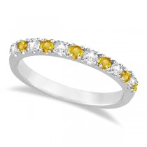Lab Grown Diamond and Lab Yellow Sapphire Ring Stackable Band 14k White Gold (0.32ct)