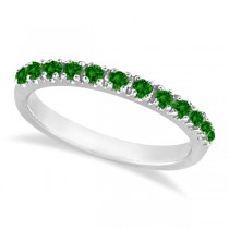 Lab Emerald Semi-Eternity Band Stackable Ring in 14K White Gold (0.38ct)