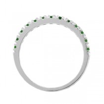 Lab Emerald Semi-Eternity Band Stackable Ring in 14K White Gold (0.38ct)