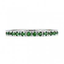 Lab Emerald Semi-Eternity Band Stackable Ring in 14K White Gold (0.38ct)
