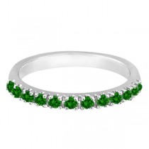 Lab Emerald Semi-Eternity Band Stackable Ring in 14K White Gold (0.38ct)