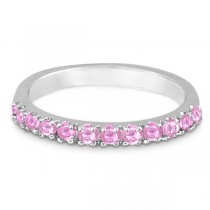 Lab Pink Sapphire Stackable Band Ring Guard in 14k White Gold (0.38ct)