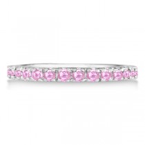 Lab Pink Sapphire Stackable Band Ring Guard in 14k White Gold (0.38ct)
