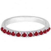 Lab Ruby Stackable Ring Guard Band 14K White Gold (0.37ct)