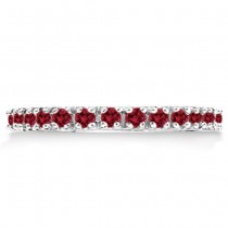 Lab Ruby Stackable Ring Guard Band 14K White Gold (0.37ct)