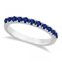Lab Blue Sapphire Stackable Ring/ Anniversary Band in 14k White Gold (0.37ct)