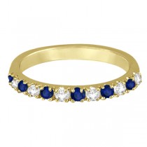 Lab Grown Diamond & Lab Blue Sapphire Ring Anniversary Band 14k Yellow Gold (0.32ct)