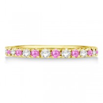 Lab Grown Diamond and Lab Pink Sapphire Ring Stackable Guard 14k Yellow Gold (0.32ct)