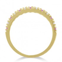 Lab Grown Diamond and Lab Pink Sapphire Ring Stackable Guard 14k Yellow Gold (0.32ct)