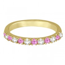 Lab Grown Diamond and Lab Pink Sapphire Ring Stackable Guard 14k Yellow Gold (0.32ct)