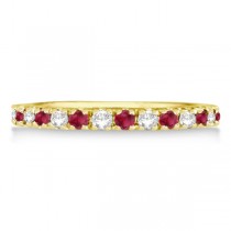 Lab Grown Diamond and Lab Ruby Ring Guard Stackable Band 14K Yellow Gold (0.37ct)